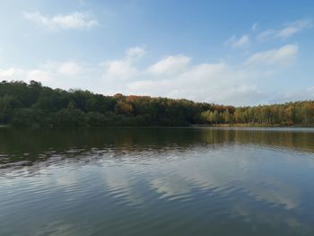 Scenic view of lake against sky
