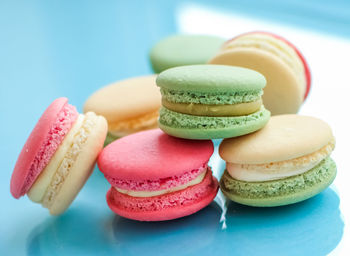 Close-up of macaroons on table