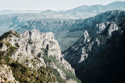 High angle view of rocky mountains