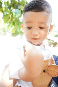 Close-up portrait of cute boy