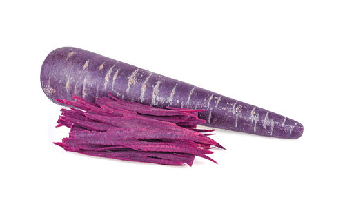 High angle view of pink food against white background