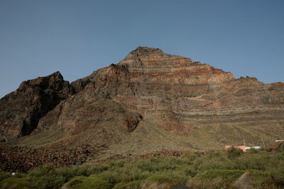 Scenic view of rocky mountains against clear sky