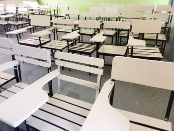 Empty chairs in classroom