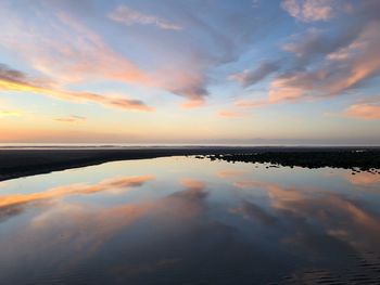 Scenic view of sea against sky during sunset