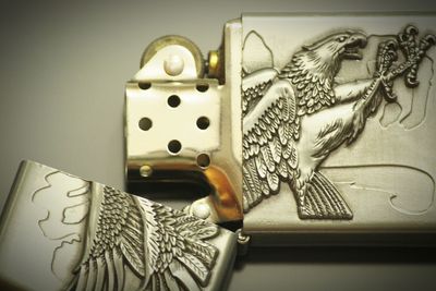 Close-up of objects on wall