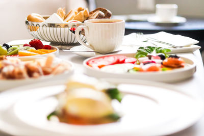 Close-up of food in plate on table