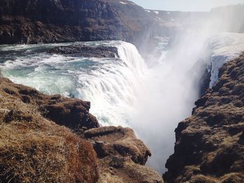 Scenic view of waterfall