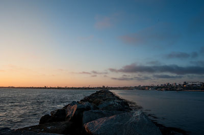 Scenic view of sea against sky during sunset