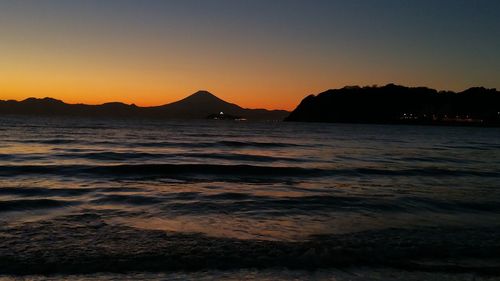 Scenic view of sea against sky during sunset