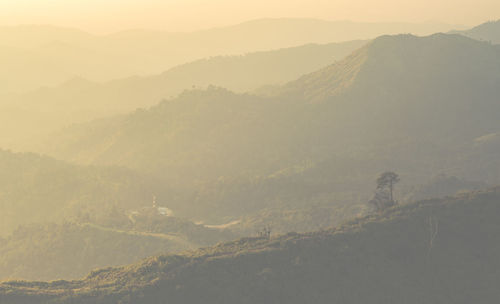 High angle view of mountains against sky