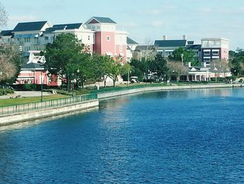 View of canal with buildings in background