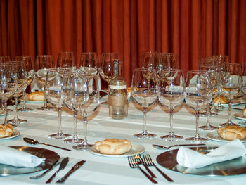 Wine glasses on table