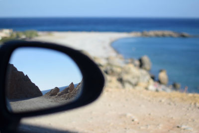 Close-up of side-view mirror