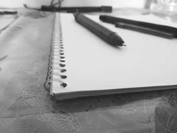 High angle view of pen on table