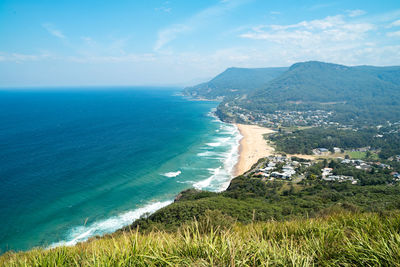 High angle view of sea against sky