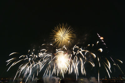 Firework display at night