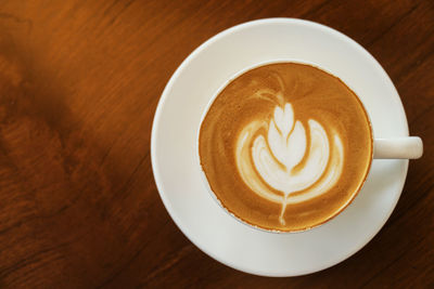 High angle view of coffee on table