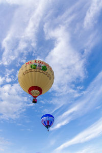 Low angle view of hot air balloon against sky