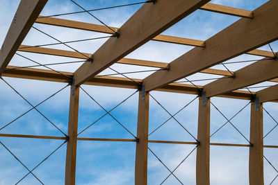 Low angle view of roof against sky