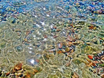 Full frame shot of stones in sea