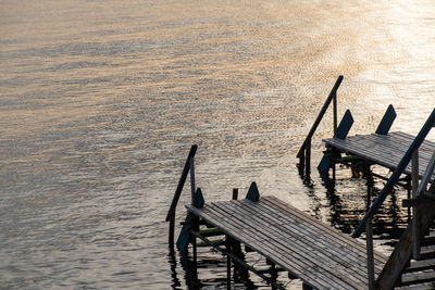 High angle view of pier on lake