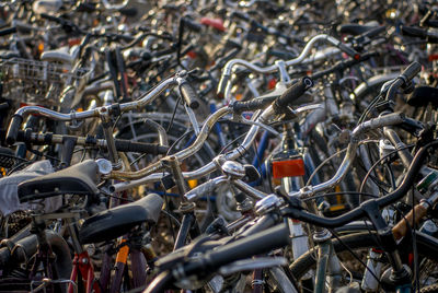 Full frame shot of bicycles parked