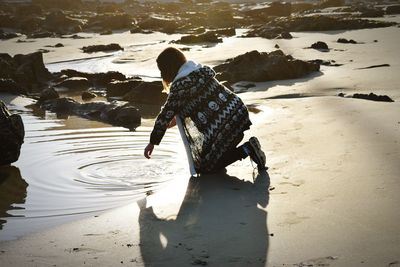 Looking for seashells during low tide