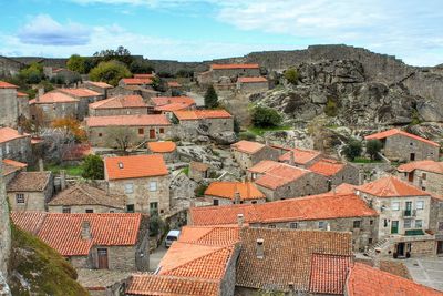 High angle view of townscape against sky