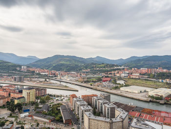 High angle view of townscape against sky