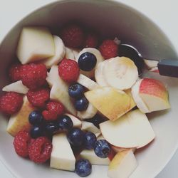 Directly above shot of fruit salad in bowl
