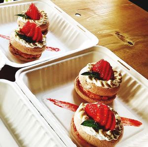 High angle view of cake on table