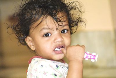 Close-up portrait of cute girl