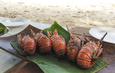 High angle view of food on table