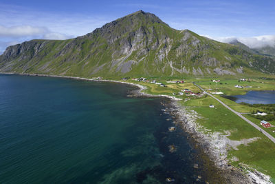 Scenic summer landscape in the norwegian lofoten archipelago. 