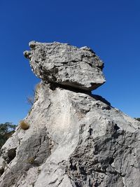 Low angle view of rock formation against sky