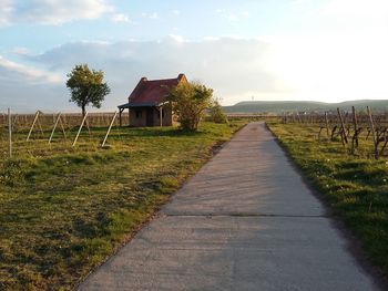 House on field against sky