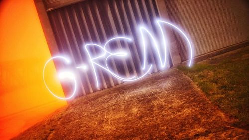 Light painting on wall at night