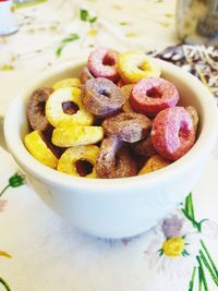 Cereal in the form of colorful donuts