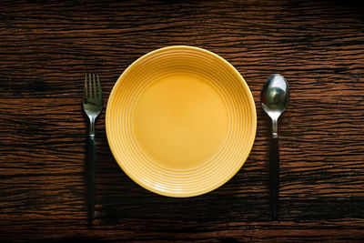 High angle view of empty tea on table