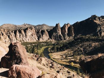 Scenic view of mountains against clear sky