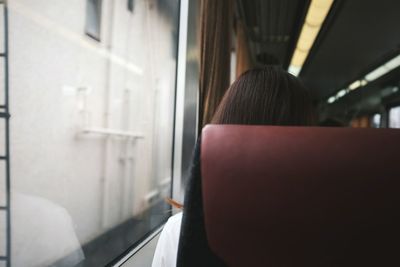 Woman in public transport