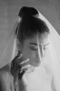 Rear view of woman looking away