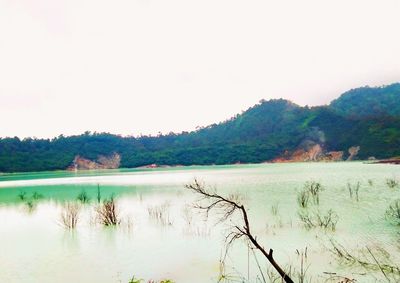 Scenic view of lake against clear sky