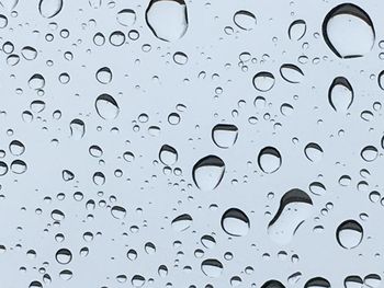 Full frame shot of wet glass window during rainy season