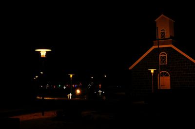 Illuminated street light at night