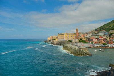 Coast of nervi on ligurian sea in genoa, liguria, italy.