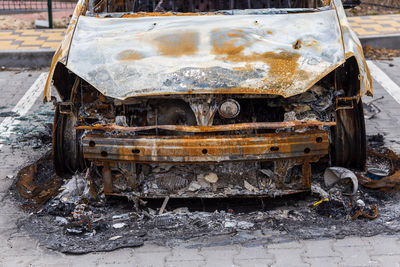 Shot cars. on the streets of irpin. cities of ukraine after the russian occupation. irpin, bucha,