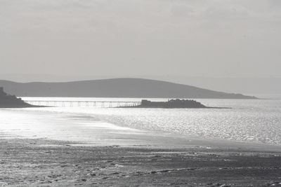 Scenic view of beach against clear sky