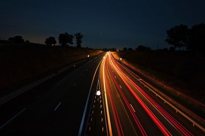 Light trails on highway at night