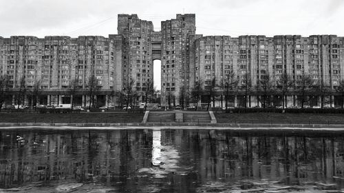 Reflection of old building in water